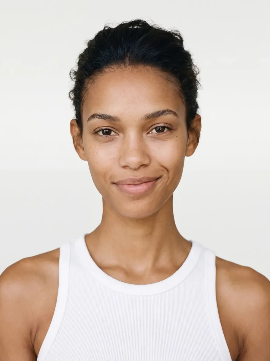 A virtual model with a cheeky expression